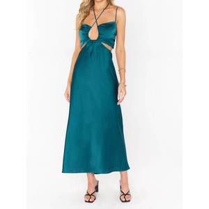 NEW SHOW ME YOUR MUMU codie cut out dress in jade luxe satin